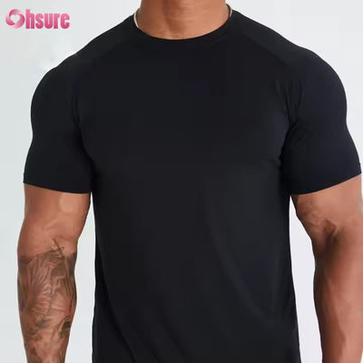 Poliéster Spandex a medida Manga corta Peso ligero Respirable malla muscular culturismo masculino gimnasio Seca rápida camiseta