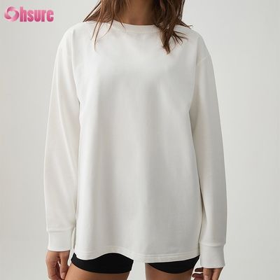 Camiseta de manga larga para mujer, personalizada, cuello redondo doble, lisa, recortada, parte inferior cruzada, spandex atlético