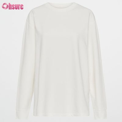 Camiseta de manga larga para mujer, personalizada, cuello redondo doble, lisa, recortada, parte inferior cruzada, spandex atlético
