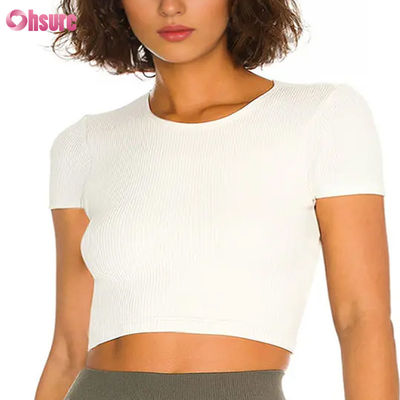 Camiseta deportiva para mujer, transpirable, de secado rápido, sensación de piel desnuda, alta elasticidad, espalda bonita, para fitness, entrenamiento y running