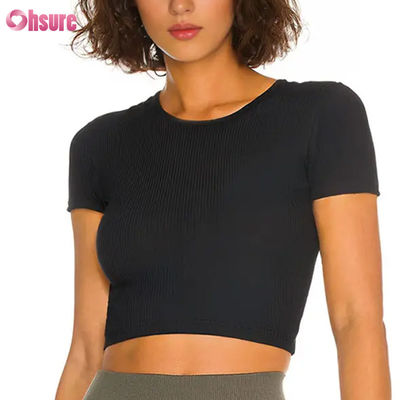 Camiseta deportiva para mujer, transpirable, de secado rápido, sensación de piel desnuda, alta elasticidad, espalda bonita, para fitness, entrenamiento y running