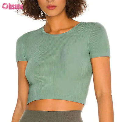 Camiseta deportiva para mujer, transpirable, de secado rápido, sensación de piel desnuda, alta elasticidad, espalda bonita, para fitness, entrenamiento y running