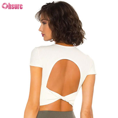 Camiseta deportiva para mujer, transpirable, de secado rápido, sensación de piel desnuda, alta elasticidad, espalda bonita, para fitness, entrenamiento y running