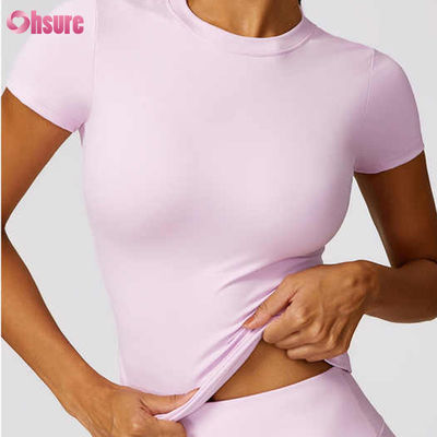 Nueva camiseta deportiva de moda de verano para mujer 2024, ecológica, de manga corta, en oferta, ropa lisa y sencilla popular