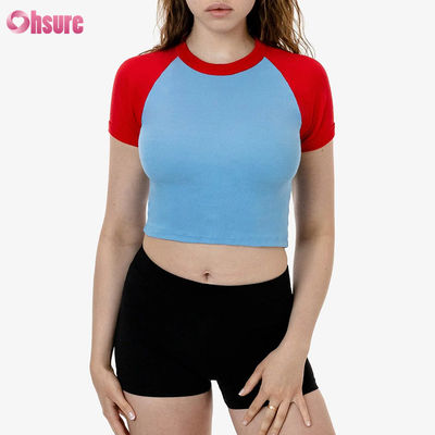 Top deportivo corto de mujer premium 100% algodón, manga de punto elástica y transpirable, top casual con opción de logotipo personalizado