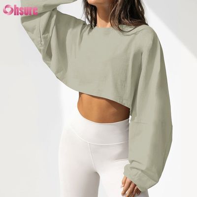 T-shirt de manga larga para mujeres de doble lado o cuello en blanco.