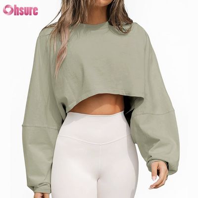 T-shirt de manga larga para mujeres de doble lado o cuello en blanco.