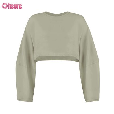 T-shirt de manga larga para mujeres de doble lado o cuello en blanco.
