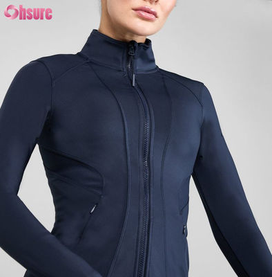 Chaqueta de manga larga deportiva de mujer personalizable con cremallera, de secado rápido, para entrenamiento, para correr, ajustada, para fitness