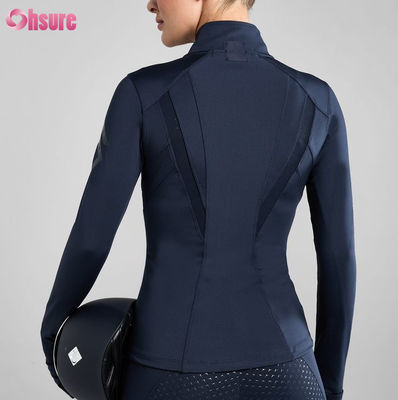 Chaqueta de manga larga deportiva de mujer personalizable con cremallera, de secado rápido, para entrenamiento, para correr, ajustada, para fitness