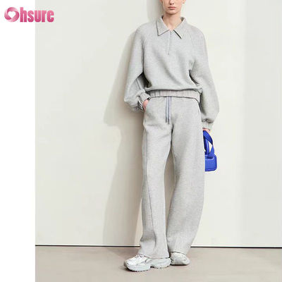 Conjunto de chándal unisex de 2 piezas con capucha y joggers de forro polar holgado de 500 GSM 100% algodón, sobredimensionado, para invierno, de alta calidad