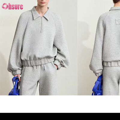 Conjunto de chándal unisex de 2 piezas con capucha y joggers de forro polar holgado de 500 GSM 100% algodón, sobredimensionado, para invierno, de alta calidad