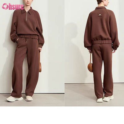 Conjunto de chándal unisex de 2 piezas con capucha y joggers de forro polar holgado de 500 GSM 100% algodón, sobredimensionado, para invierno, de alta calidad