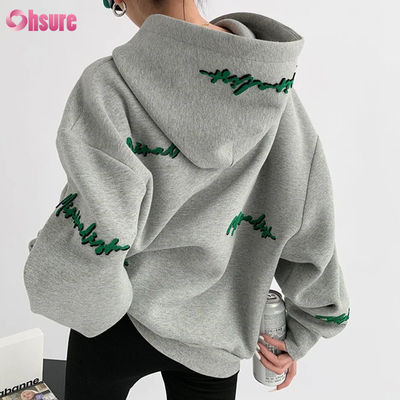 Sudadera con capucha de gran tamaño para mujer con estampado personalizado, bordado de letras, estilo vintage, mangas raglán para otoño, uso casual holgado