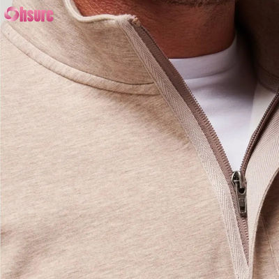 Jersey de golf ajustado de alta calidad para hombre con forro polar de manga larga y cremallera de un cuarto de vuelta cálido en color liso con logotipo personalizado para invierno
