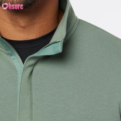 Jersey de golf ajustado de alta calidad para hombre con forro polar de manga larga y cremallera de un cuarto de vuelta cálido en color liso con logotipo personalizado para invierno