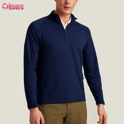 Jersey de media cremallera de alta calidad súper a la moda para hombre, cómodo, blanco, con cuarto de cremallera, bordado, deportivo y elegante para invierno