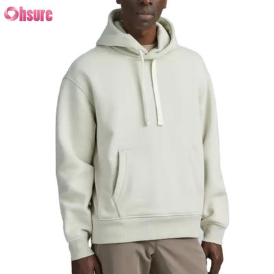 Hoodie atlético de gran tamaño de alta calidad para hombres moda deportiva al por mayor con collar con capucha de color sólido Impresión de pantalla de logotipo personalizado