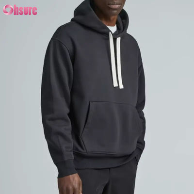 Hoodie atlético de gran tamaño de alta calidad para hombres moda deportiva al por mayor con collar con capucha de color sólido Impresión de pantalla de logotipo personalizado