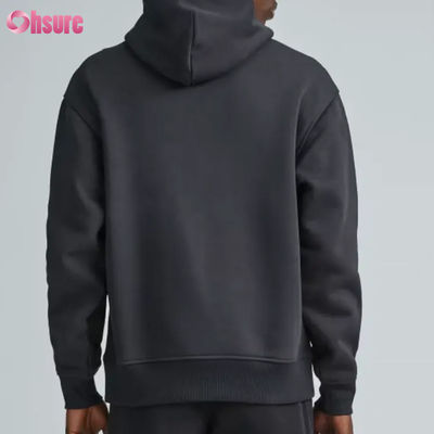 Hoodie atlético de gran tamaño de alta calidad para hombres moda deportiva al por mayor con collar con capucha de color sólido Impresión de pantalla de logotipo personalizado