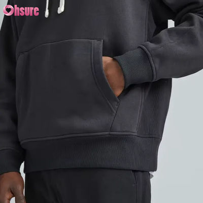 Hoodie atlético de gran tamaño de alta calidad para hombres moda deportiva al por mayor con collar con capucha de color sólido Impresión de pantalla de logotipo personalizado