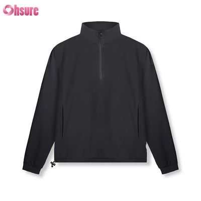 Chaqueta tejida impermeable de alta calidad con cremallera de cuarto de grado para hombres con fondo ajustable con cremallera media diseño de cuello simulado para invierno