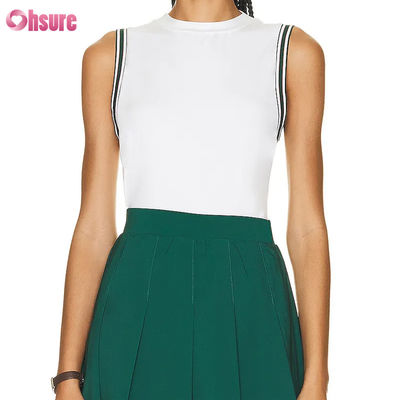 Conjunto de falda y camiseta sin mangas de pickleball y tenis para mujer al por mayor, transpirable, con logotipo personalizado, diseño de pantalones cortos plisados y calientes