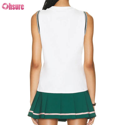 Conjunto de falda y camiseta sin mangas de pickleball y tenis para mujer al por mayor, transpirable, con logotipo personalizado, diseño de pantalones cortos plisados y calientes