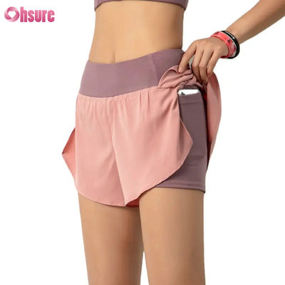 Pantalones cortos de entrenamiento 2 en 1 de alta calidad para mujer, ligeros, de secado rápido, para gimnasio, entrenamiento atlético, yoga, con bolsillo para teléfono, transpirables
