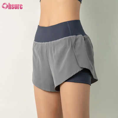Pantalones cortos de entrenamiento 2 en 1 de alta calidad para mujer, ligeros, de secado rápido, para gimnasio, entrenamiento atlético, yoga, con bolsillo para teléfono, transpirables