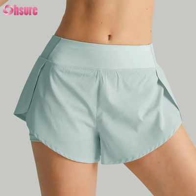 Venta caliente Calzoncillos de carreras de cintura alta para mujeres Calzoncillos rápidos secos de doble capa Calzoncillos de entrenamiento atlético Bolsillos respirables Calzoncillos de yoga para ejercicios físicos