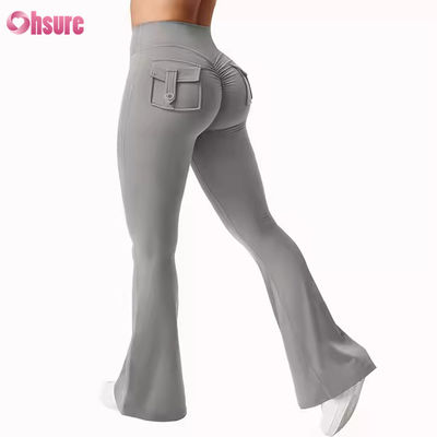 Pantalones deportivos de alta calidad, cómodos y versátiles. Mallas deportivas de cintura alta y plisadas para yoga para mujer