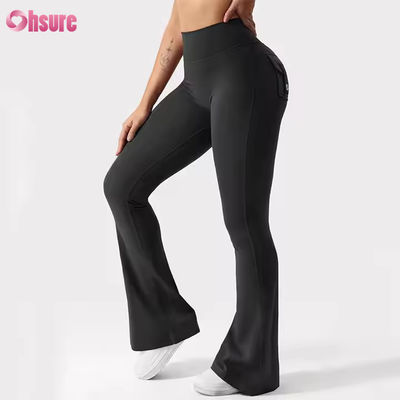 Pantalones deportivos de alta calidad, cómodos y versátiles. Mallas deportivas de cintura alta y plisadas para yoga para mujer