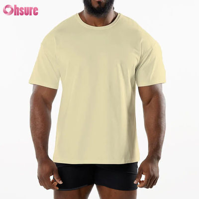 Camiseta deportiva transpirable de cuello redondo para hombre, nueva llegada, 95% algodón, 5% spandex, material de gimnasio, camiseta de secado rápido para hombre