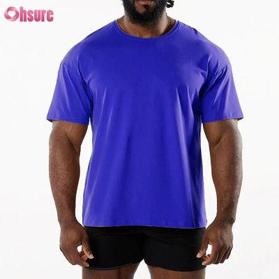 Camiseta deportiva transpirable de cuello redondo para hombre, nueva llegada, 95% algodón, 5% spandex, material de gimnasio, camiseta de secado rápido para hombre