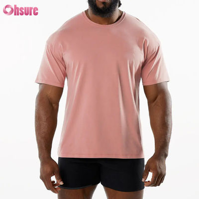 Camiseta deportiva transpirable de cuello redondo para hombre, nueva llegada, 95% algodón, 5% spandex, material de gimnasio, camiseta de secado rápido para hombre