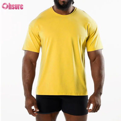 Camiseta deportiva transpirable de cuello redondo para hombre, nueva llegada, 95% algodón, 5% spandex, material de gimnasio, camiseta de secado rápido para hombre