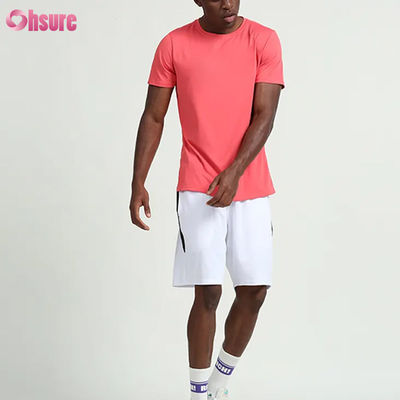 Ropa de entrenamiento personalizada de verano, color sólido, camisetas de manga corta para hombre, para correr, fitness, baloncesto al aire libre, ropa deportiva para hombre