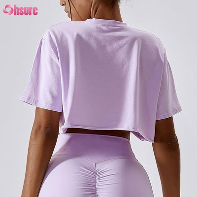 Camiseta corta de gran tamaño personalizada por el fabricante (OEM) para mujer, camiseta corta de alta elasticidad, camisetas cortas blancas para mujer