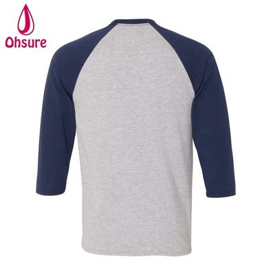Camiseta de ejercicios con manga de tres cuartos Tops de algodón Casual Tees O-Neck T-Shirt masculino de dos colores Patchwork Sport T-Shirt