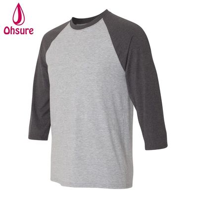 Camiseta de ejercicios con manga de tres cuartos Tops de algodón Casual Tees O-Neck T-Shirt masculino de dos colores Patchwork Sport T-Shirt