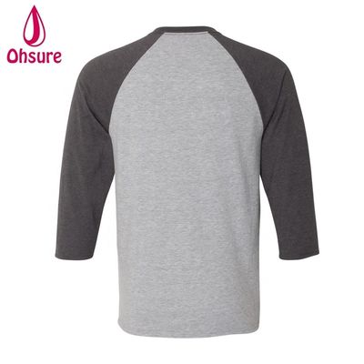 Camiseta de ejercicios con manga de tres cuartos Tops de algodón Casual Tees O-Neck T-Shirt masculino de dos colores Patchwork Sport T-Shirt