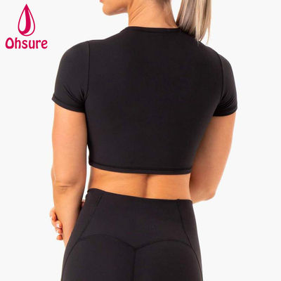 T-shirt de 2 piezas con tops montados Mujeres Fitness Gimnasio Yoga Cortado Mujeres Tshirt Mayorista Logotipo personalizado Deportivo suave rápido seco 50-100pcs