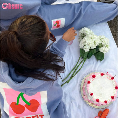 Sudadera con capucha de felpa francesa de gran tamaño con logotipo personalizado de OEM Sportswear, suéter sin estampado con bolsillo para mujer, sudadera con capucha de algodón