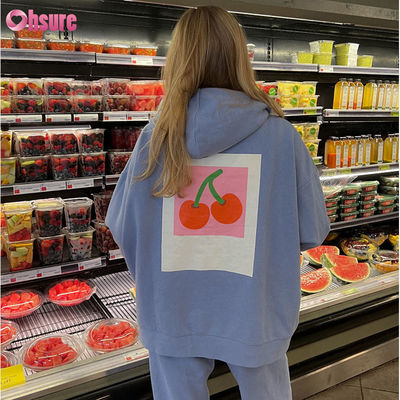Sudadera con capucha de felpa francesa de gran tamaño con logotipo personalizado de OEM Sportswear, suéter sin estampado con bolsillo para mujer, sudadera con capucha de algodón