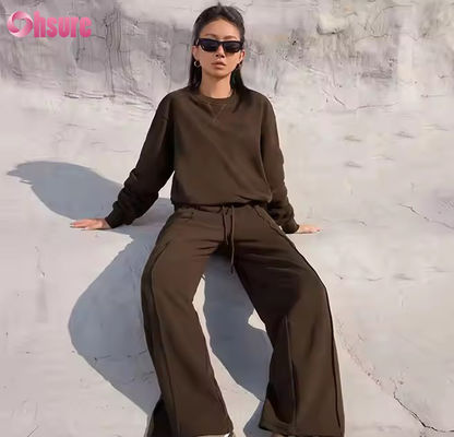 Nuevo Conjunto de Dos Piezas de Pantalones y Sudadera Deportiva Casual para Mujer, Color Sólido, Otoño Invierno, Jogger, Jogging, Chándales para Mujer