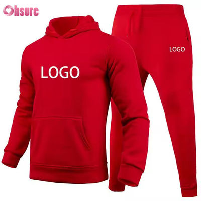 Conjuntos de sudadera con capucha y joggers para hombre personalizados, logotipo liso, marrón, chándal unisex, holgado, algodón, canalé, chándal unisex