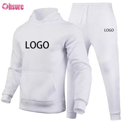 Conjuntos de sudadera con capucha y joggers para hombre personalizados, logotipo liso, marrón, chándal unisex, holgado, algodón, canalé, chándal unisex