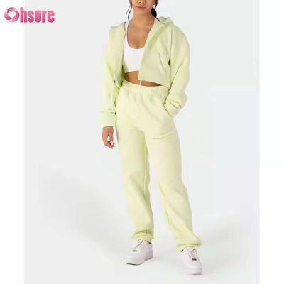 Trajes de dos piezas para mujeres Traje de sudor Larga manga de lana Cerradura con capucha Camisetas cortadas Calzoncillos de sudor Set de corredor