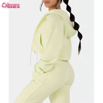 Trajes de dos piezas para mujeres Traje de sudor Larga manga de lana Cerradura con capucha Camisetas cortadas Calzoncillos de sudor Set de corredor
